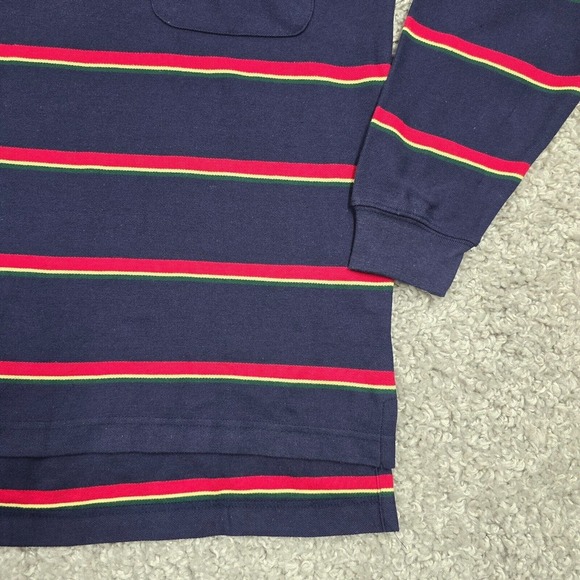 Eddie Bauer Shirt Mens Small Blue Red Striped Long Sleeve Pullover Preppy READ - Picture 2 of 12